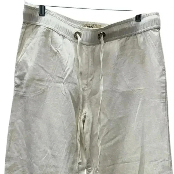 LAGACI White Linen Wide leg Drawstring Pants Side & Back Pockets Size M - Picture 5 of 10